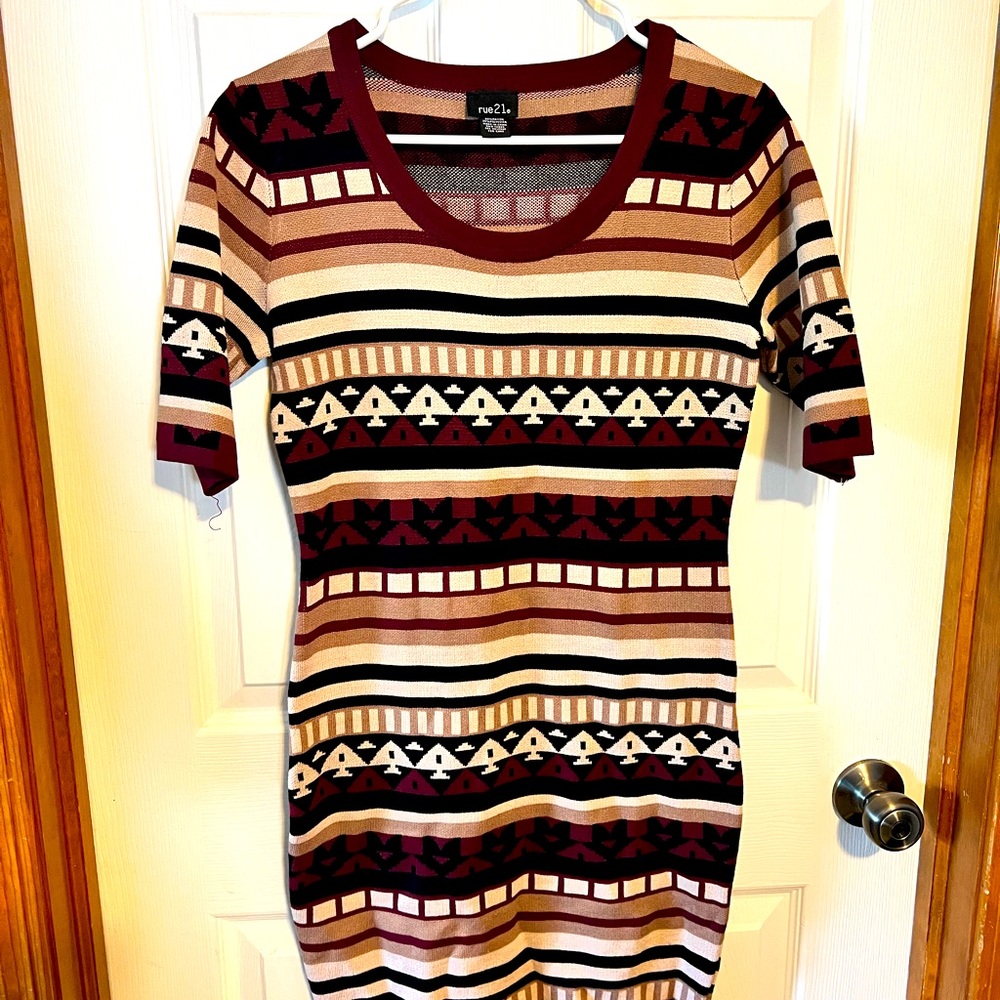 Rue 21 bodycon dress tribal geometric size medium